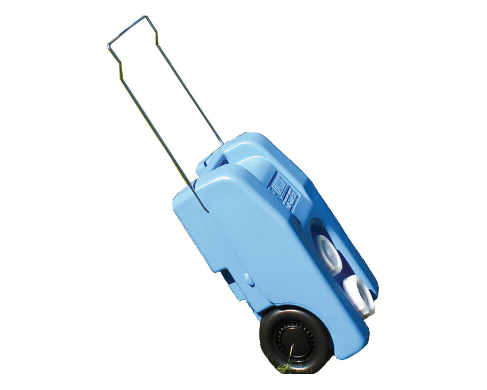 blå vanntank fra Fiamma , med hju på hvit bakgrunn