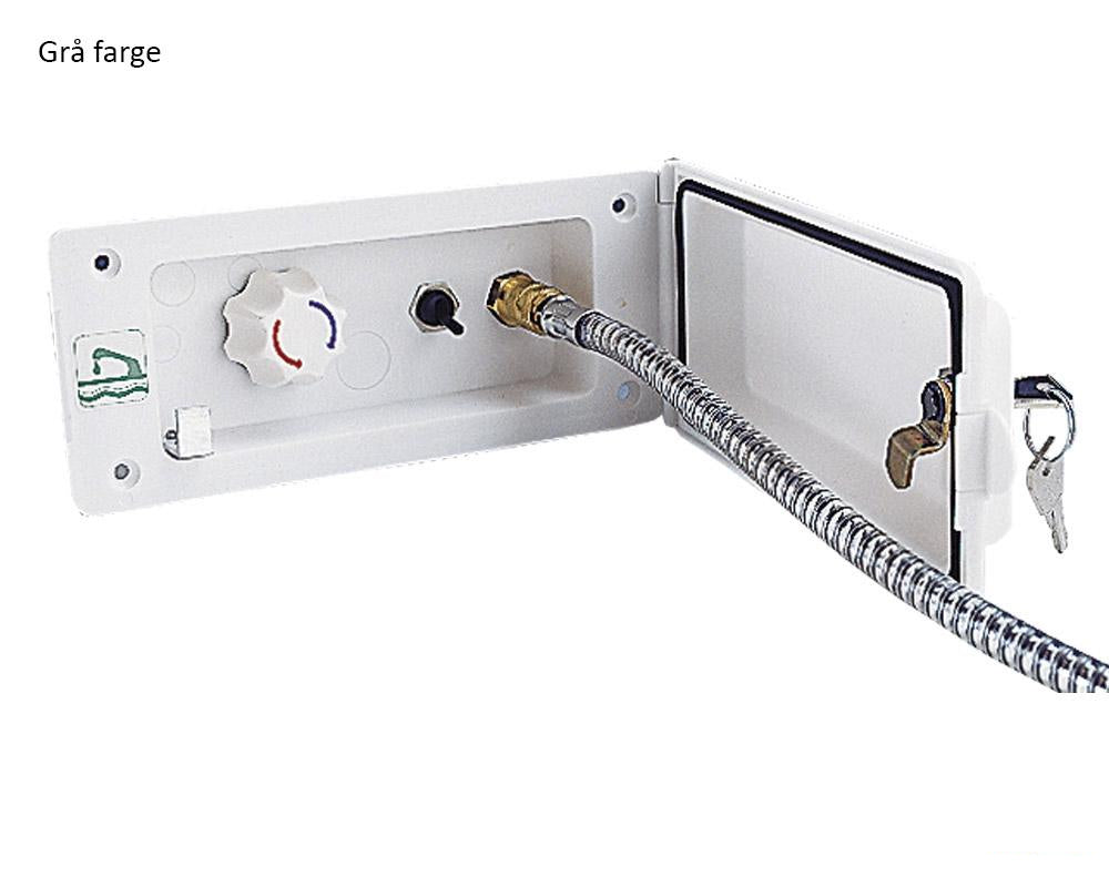 Dusjuttak m/bryter og lås  hvit og grå
