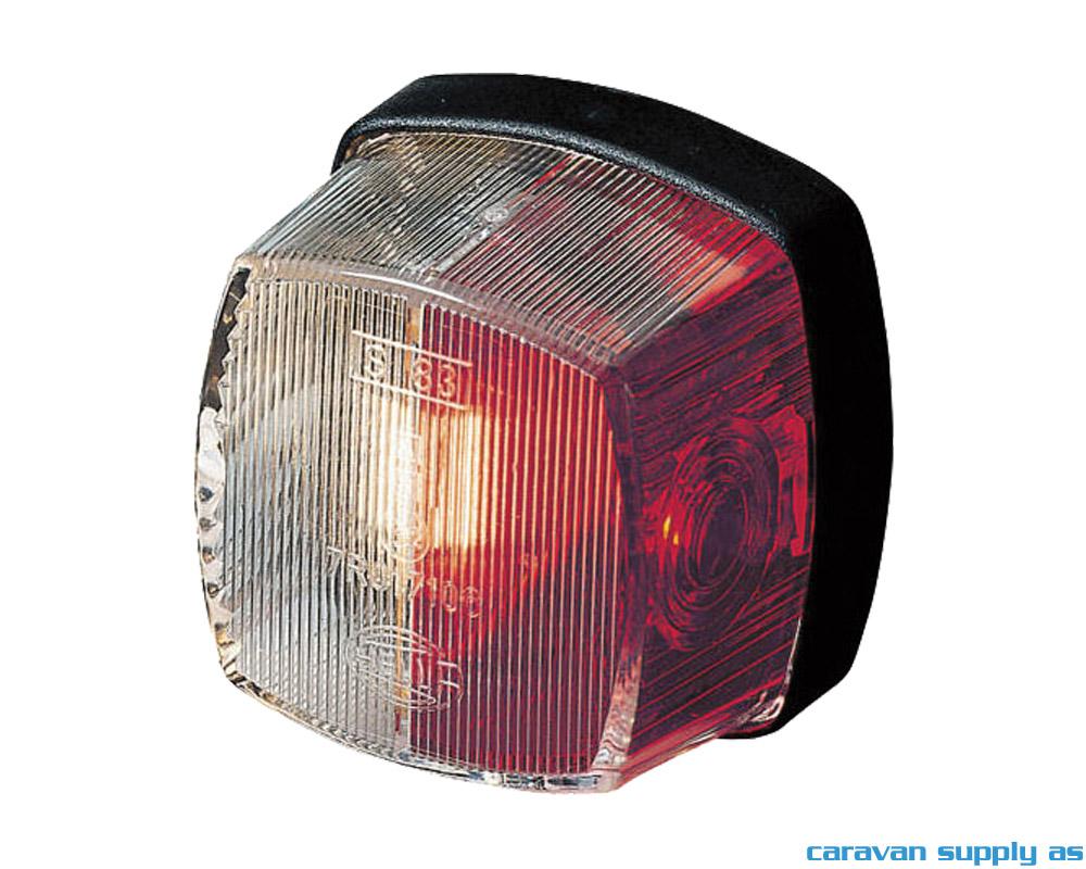 Markeringslys Hella kantet 62x62x40mm rød/hvit