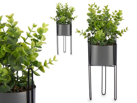 Kunstig Eukalyptusplante med metallstativ - grå 14x40 cm - Hjem & Fritidsshoppen.no
