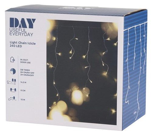 Lyskjede istapper 240led ip44 230v Day - - Hjem & Fritidsshoppen.no