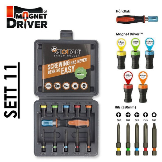 MAGNET DRIVER™ - praktisk etui med5 dimensjoner, 5 bits og håndtak  (SETT 11) - Hjem & Fritidsshoppen.no