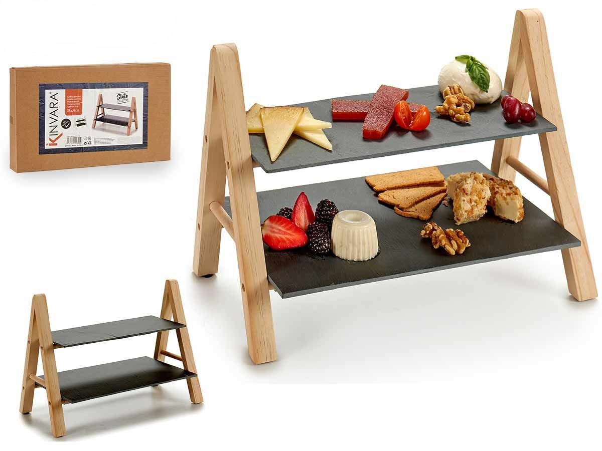 Serveringsbrett med 2 hyller tre-skifer - Hjem & Fritidsshoppen.no