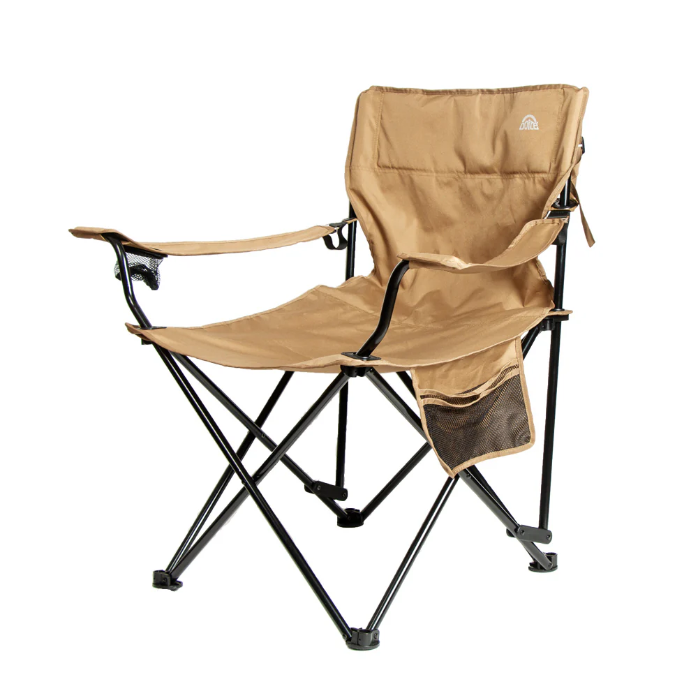 Doite Sunbed justerbar campingstol med koppholder og sidelomme til camping og bobil