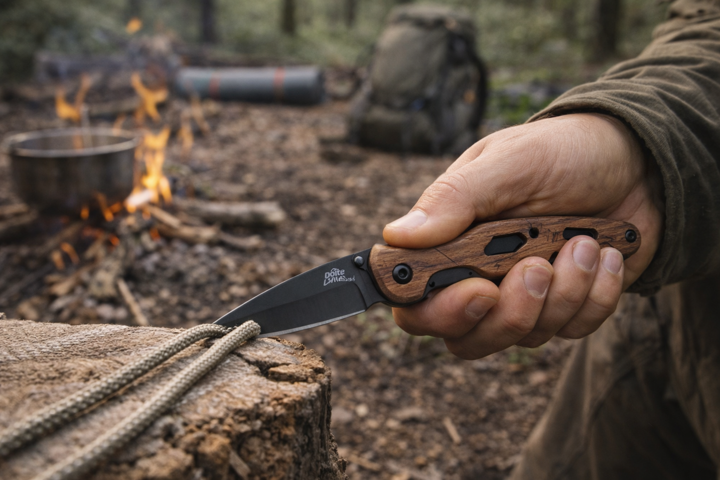 Doite Eneus Foldekniv – Kompakt turutstyrskniv i tre og stål