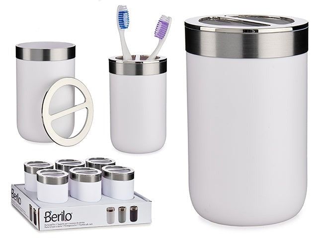 Hvit tannbørsteholder i rustfritt stål - Fritidsshoppen.nobadbaderombaderomsutstyr