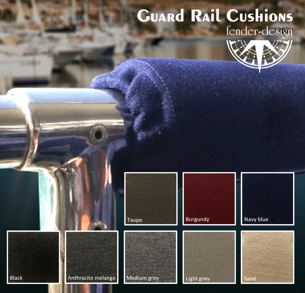Guard Rail Cushions i sort og marineblå
