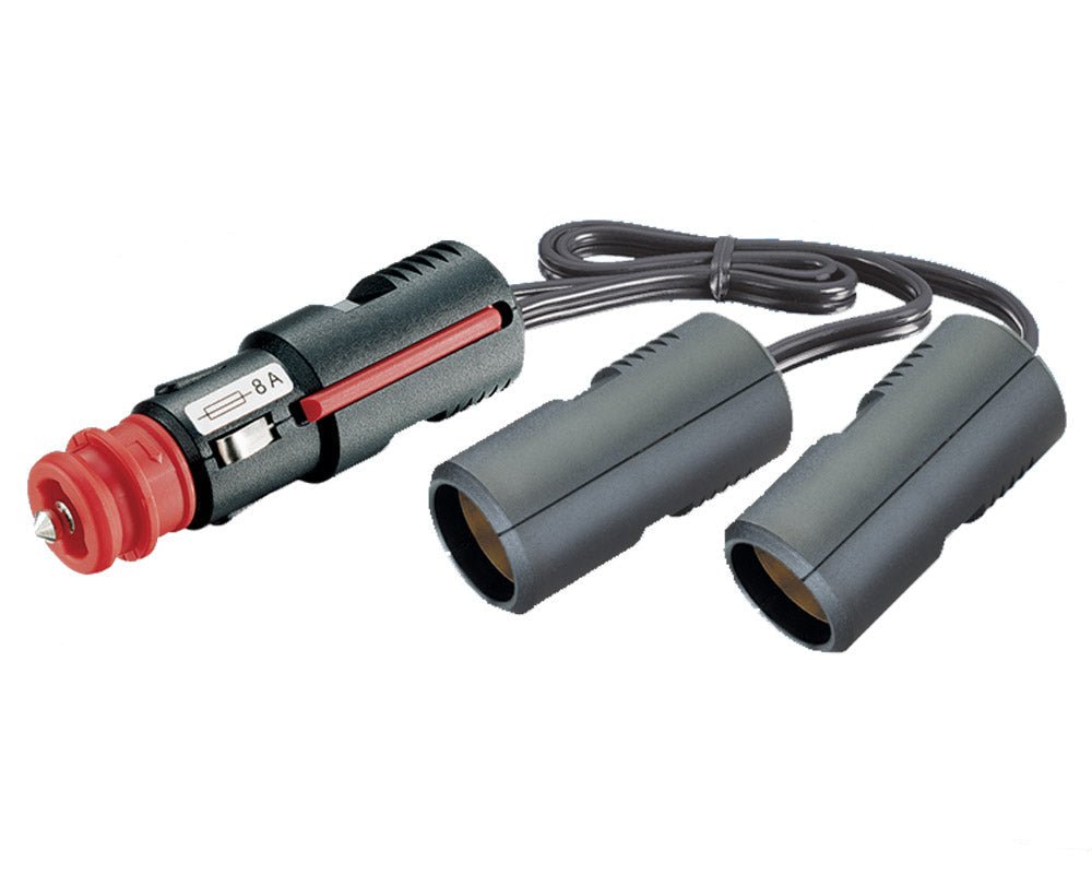 12V adapter uni plugg - > 2 x uni plugg m/kabel 15 - Fritidsshoppen.no