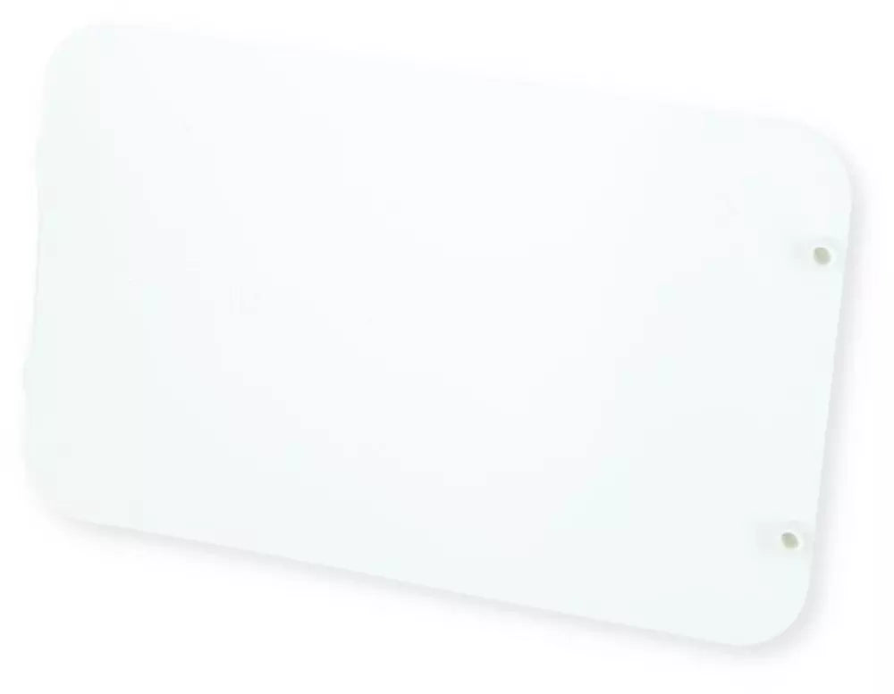 hvit plastplate, storage cover til thetford toalett på hvit bakgrunn
