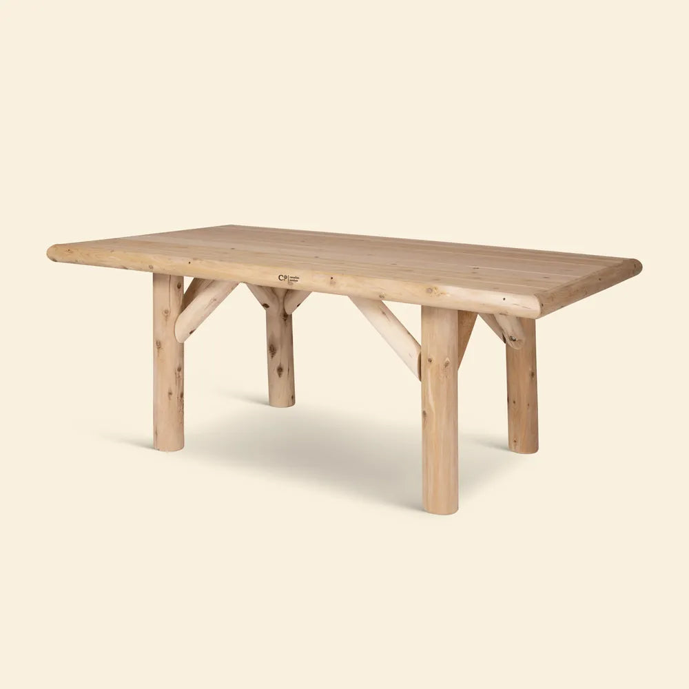Canadian Outdoor Log Spisebord 180 i naturlig sedertre med rustikk rundstokkramme