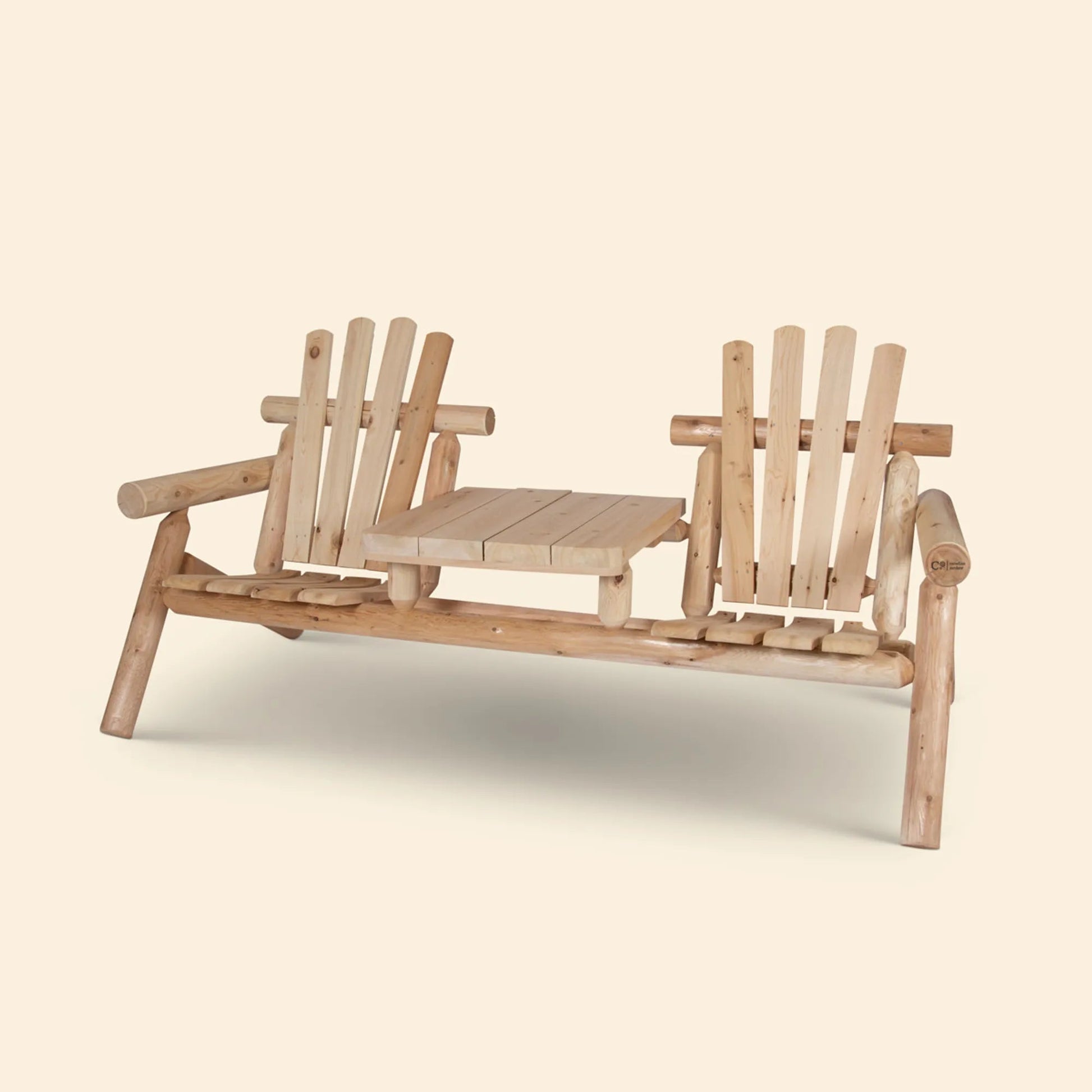 Canadian Outdoor Log Toseter med bord i sedertre
