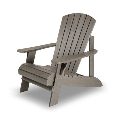 Canadian Outdoor Fair Valley Hagestol i sølvgrå HDPE med klassisk Adirondack-design på hvit bakgrunn