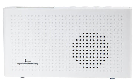 hvit dab radio på hvit bakgrunn