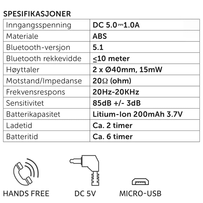 Trådløs Stereo Hodetelefon