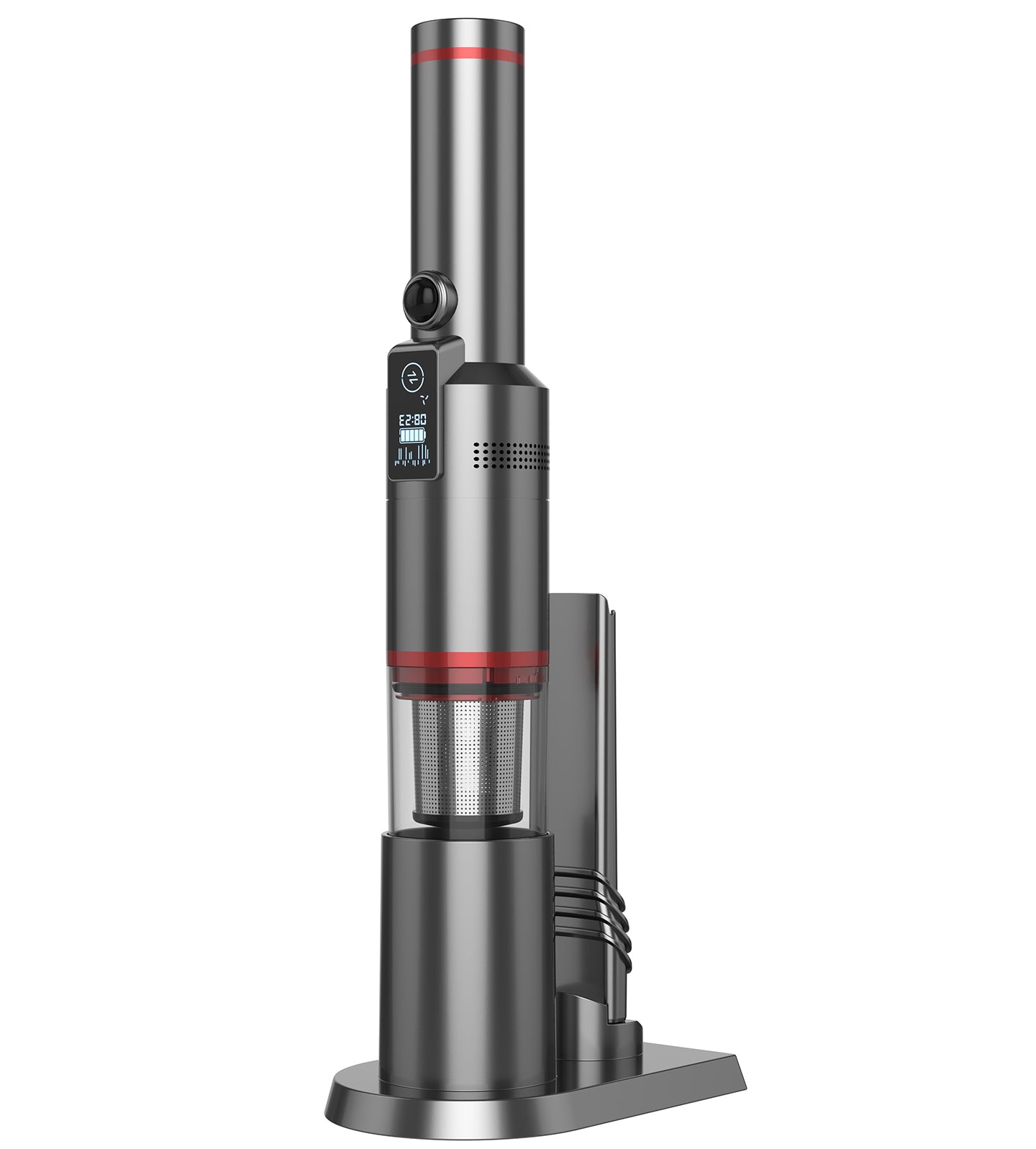 sølvfarget moderne håndstøvsuger fra homeline