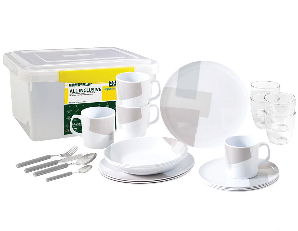 Brunner Canvas All Inclusive campingservise med 36 deler i melamin for fire personer