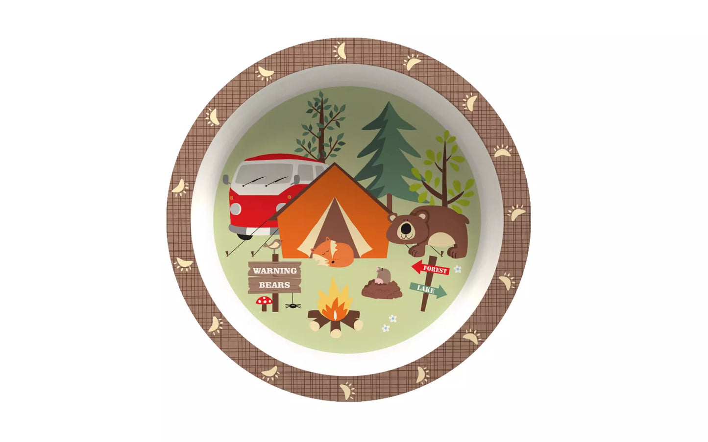 Gimex Adventure barnetallerken i melamin med camping- og friluftsmotiv