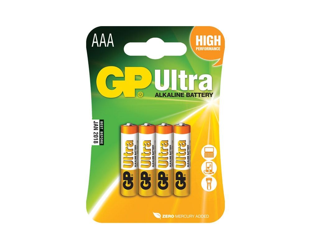 Batteri GP Ultra - LR03/AAA alkalisk 1,5 V 4 stk - Hjem & Fritidsshoppen.no