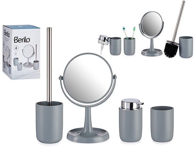 Baderomssett - lekkert 4 deler sett i grå - Hjem & Fritidsshoppen.no