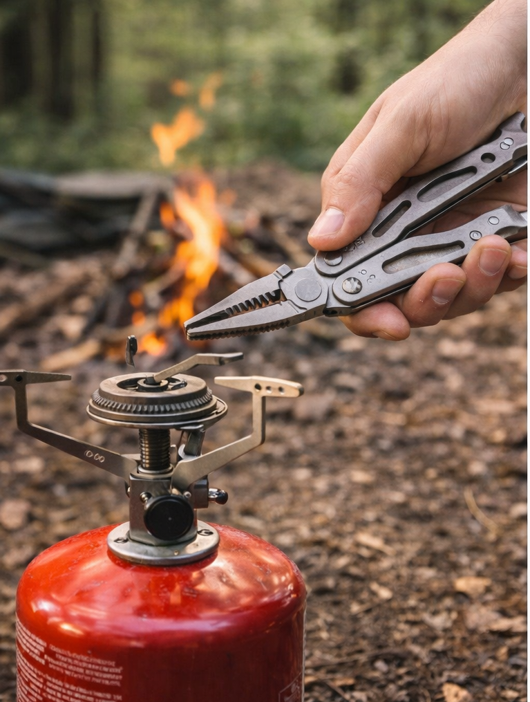 multiverktøy fra doite vises i bruk på en rød primus
