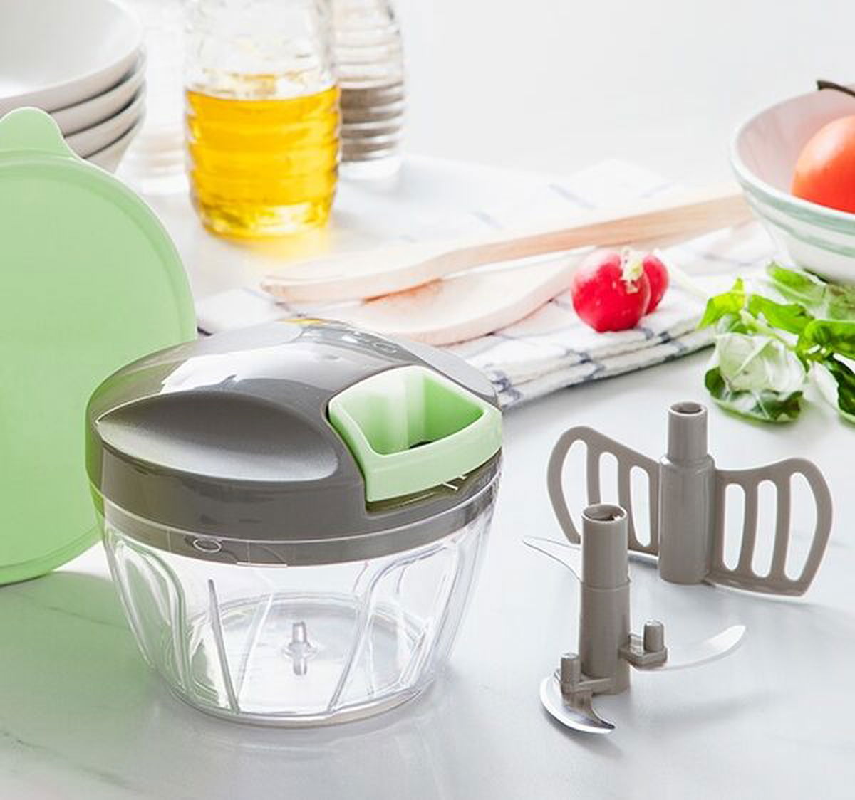 Grønnsaksskjærer mini med trekkledning - Hjem & Fritidsshoppen.no