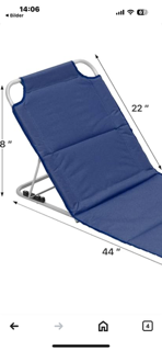 Strandmatte med ryggstøtte