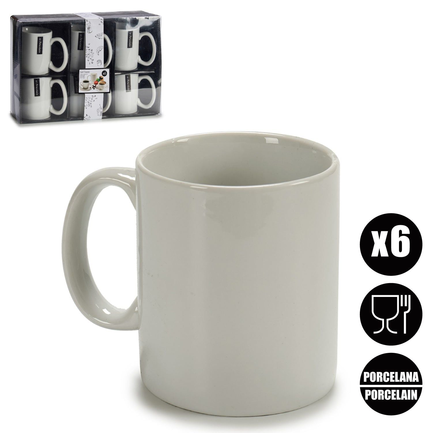 Krus i porselen hvite 6 pk - Hjem & Fritidsshoppen.no