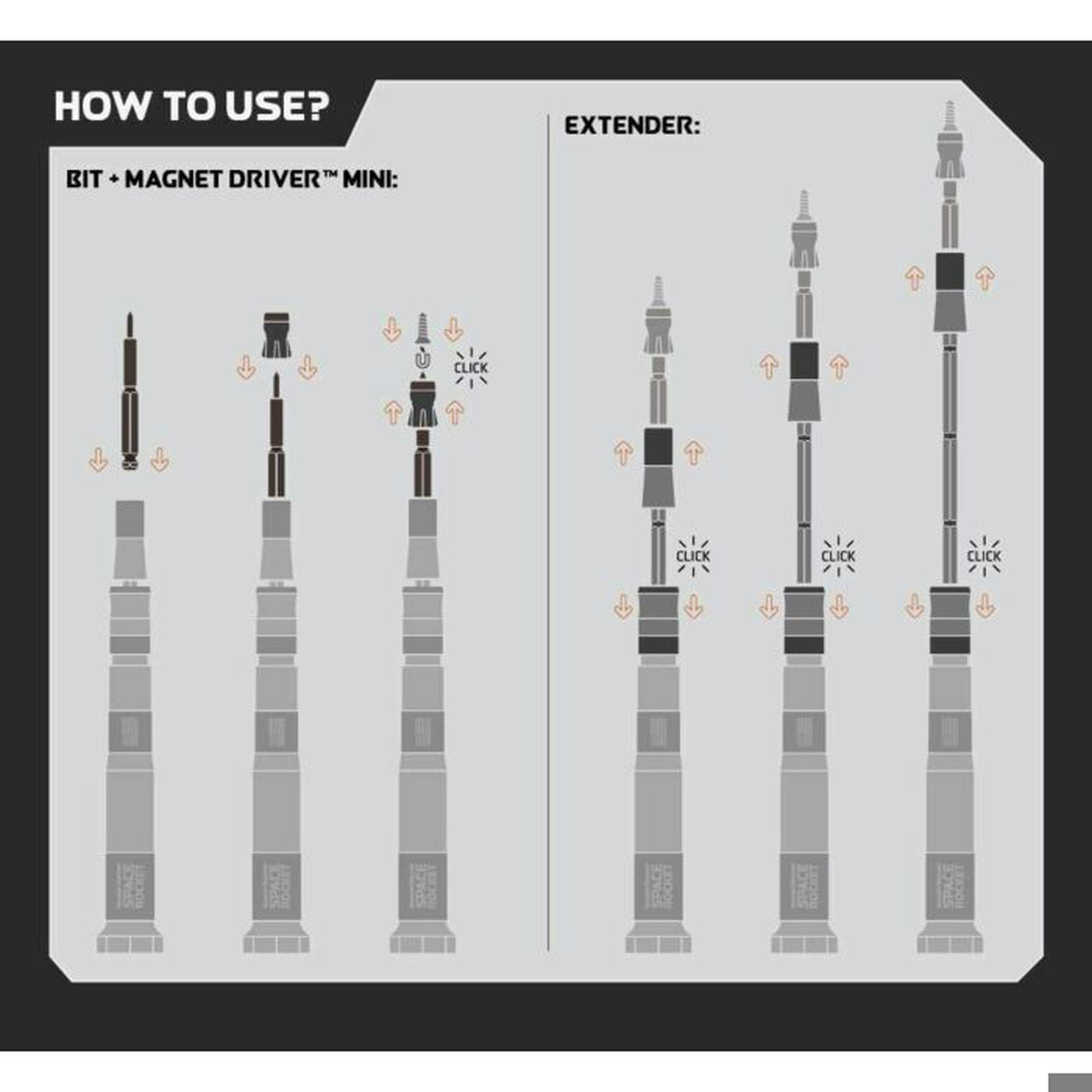 Magnet driver™ Space Rocket - innovativt presisjonsskrujern med Magnet Driver™ mini - Hjem & Fritidsshoppen.no