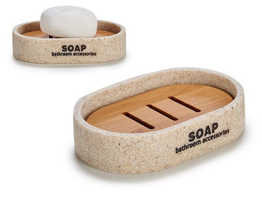 Såpekopp i plast og bambus - beige - Hjem & Fritidsshoppen.no