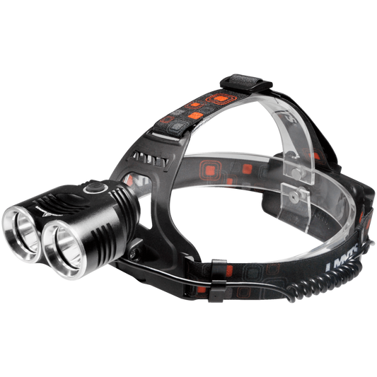 Aurora hodelykt med dobbel LED og elastisk hodestropp