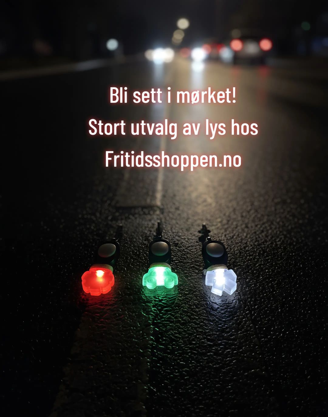 ked lys vist i mørket foran biler
