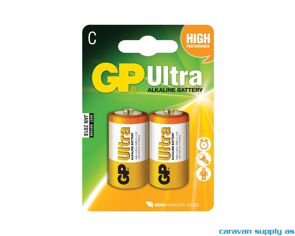 Batteri GP Ultra LR14/C alkalisk 1,5V 2stk - Fritidsshoppen.noalkaliskbattbatteri