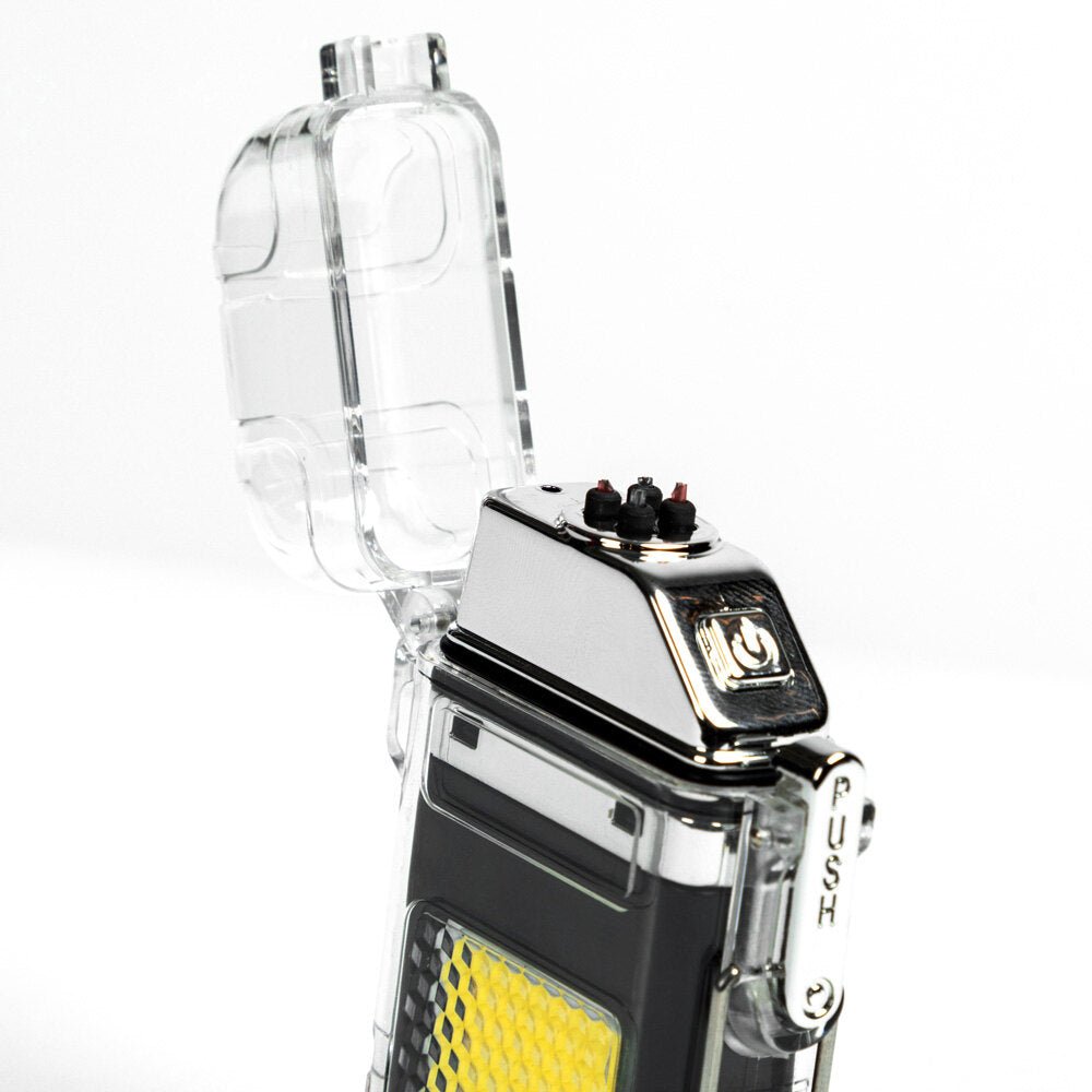 ”Robust oppladbar lighter med lommelykt fra Doite”