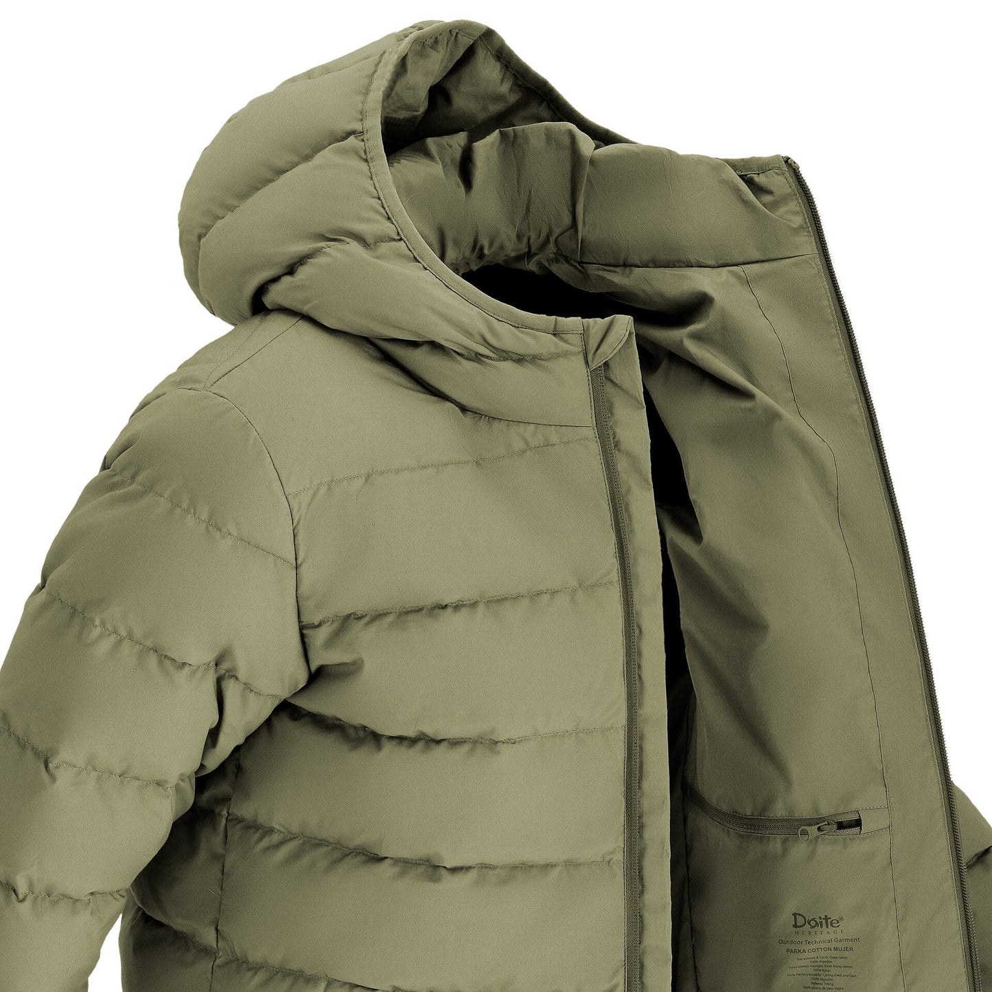 oliven dunjakke fra doite - fritidsshoppen best på camping