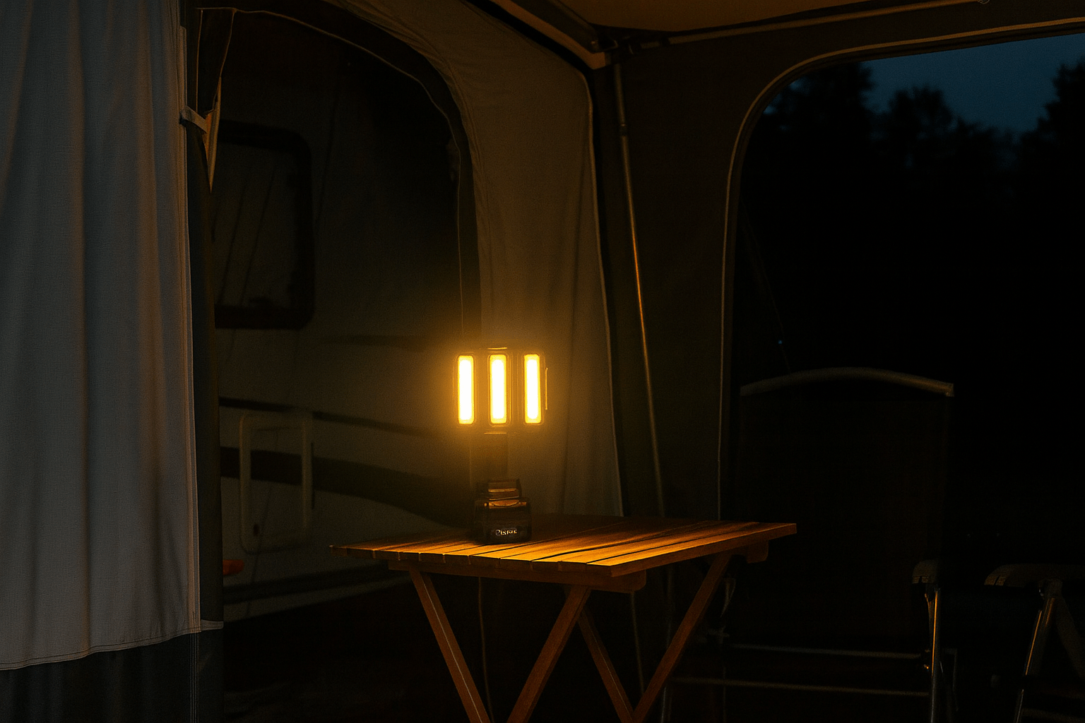 Doite farol lykt på et bord i et telt, fritidsshoppen.no