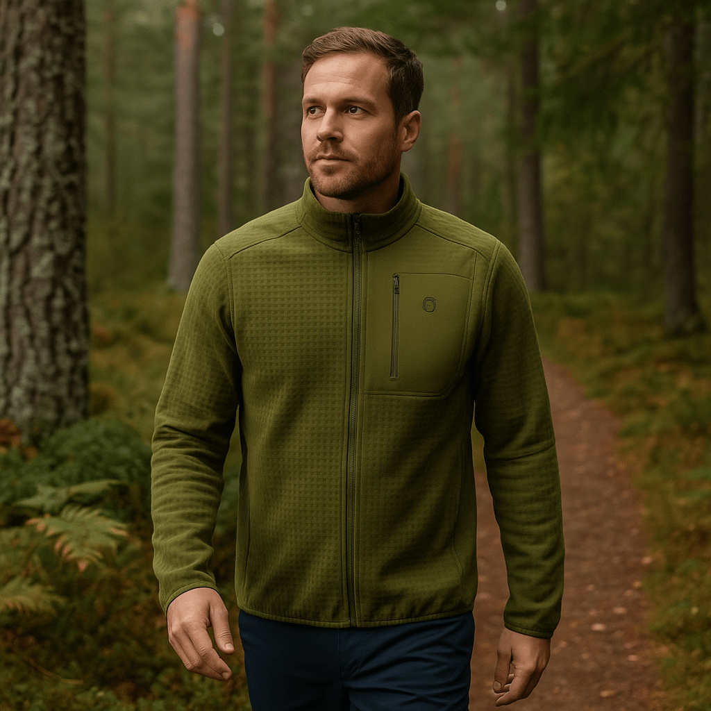 🧥 Doite Polar Grid Jakke Herre – WarmActive™ Fleece Farger: Olive Blå Sort - Fritidsshoppen.nobobilbåtturcamping
