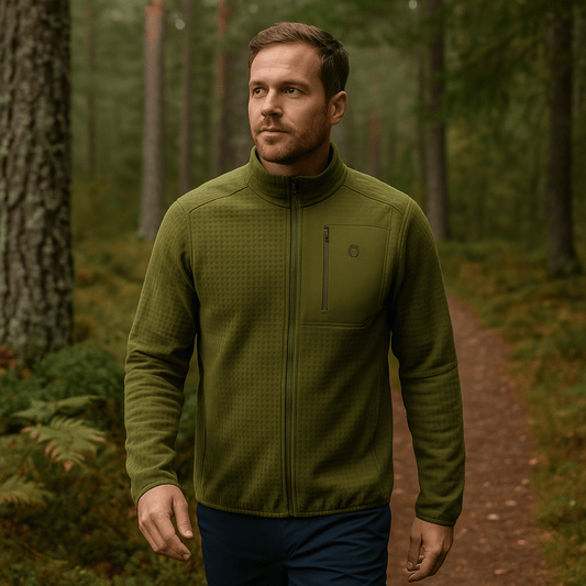 🧥 Doite Polar Grid Jakke Herre – WarmActive™ Fleece Farger: Olive Blå Sort - Fritidsshoppen.nobobilbåtturcamping