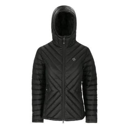 «Doite Zen Hoodie Pro ultralett dunjakke for dame i svart med 800 FP gåsedun og Pertex Quantum Eco ytterstoff. på hvit bakgrunn