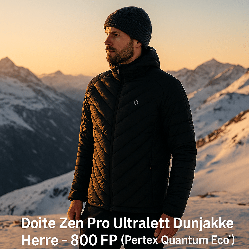 Doite Zen Pro Ultralett Dunjakke Herre i svart med 800 FP gåsedun og Pertex Quantum Eco ytterstoff