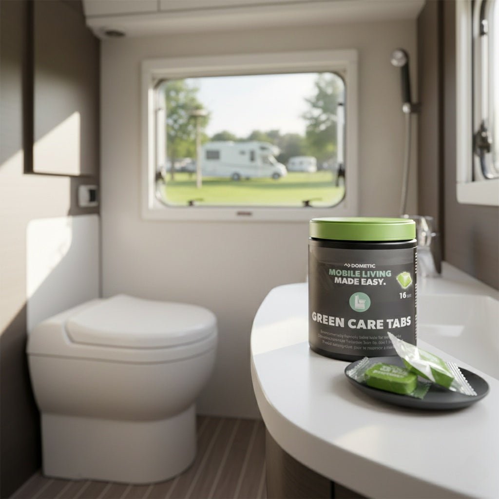 🚐 Dometic Green Care Tabs – Miljøvennlig sanitærvæske med høy effektivitet (16 doser) - Fritidsshoppen.noblack fridaybobilcamping