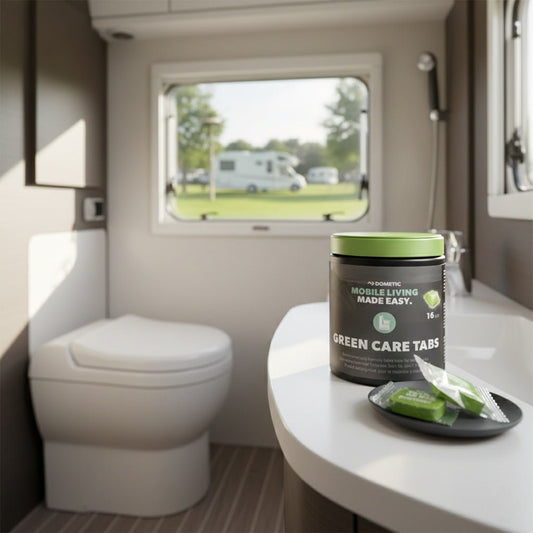 🚐 Dometic Green Care Tabs – Miljøvennlig sanitærvæske med høy effektivitet (16 doser) - Fritidsshoppen.noblack fridaybobilcamping