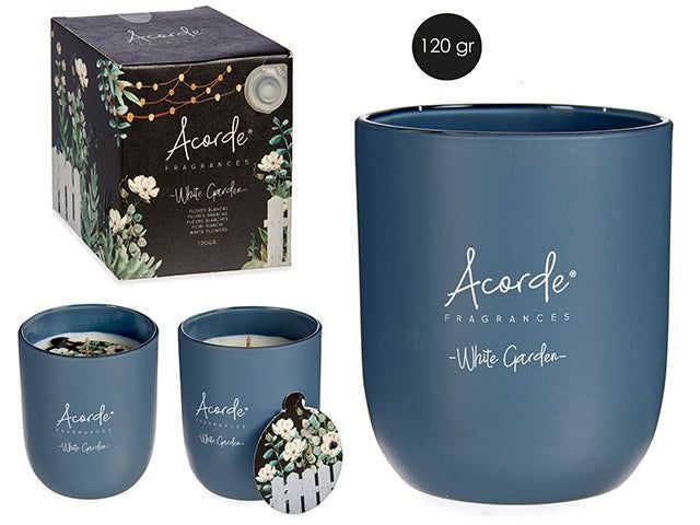 Duftlys i glass hvite blomster - Fritidsshoppen.noaromabaderomds