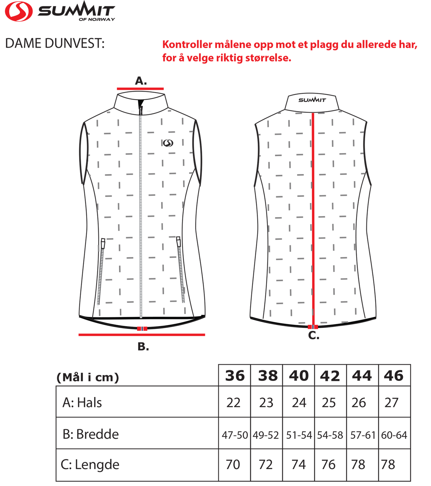 Dunvest fra Summit of Norway - Dame - Supersalg!!! - Fritidsshoppen.no