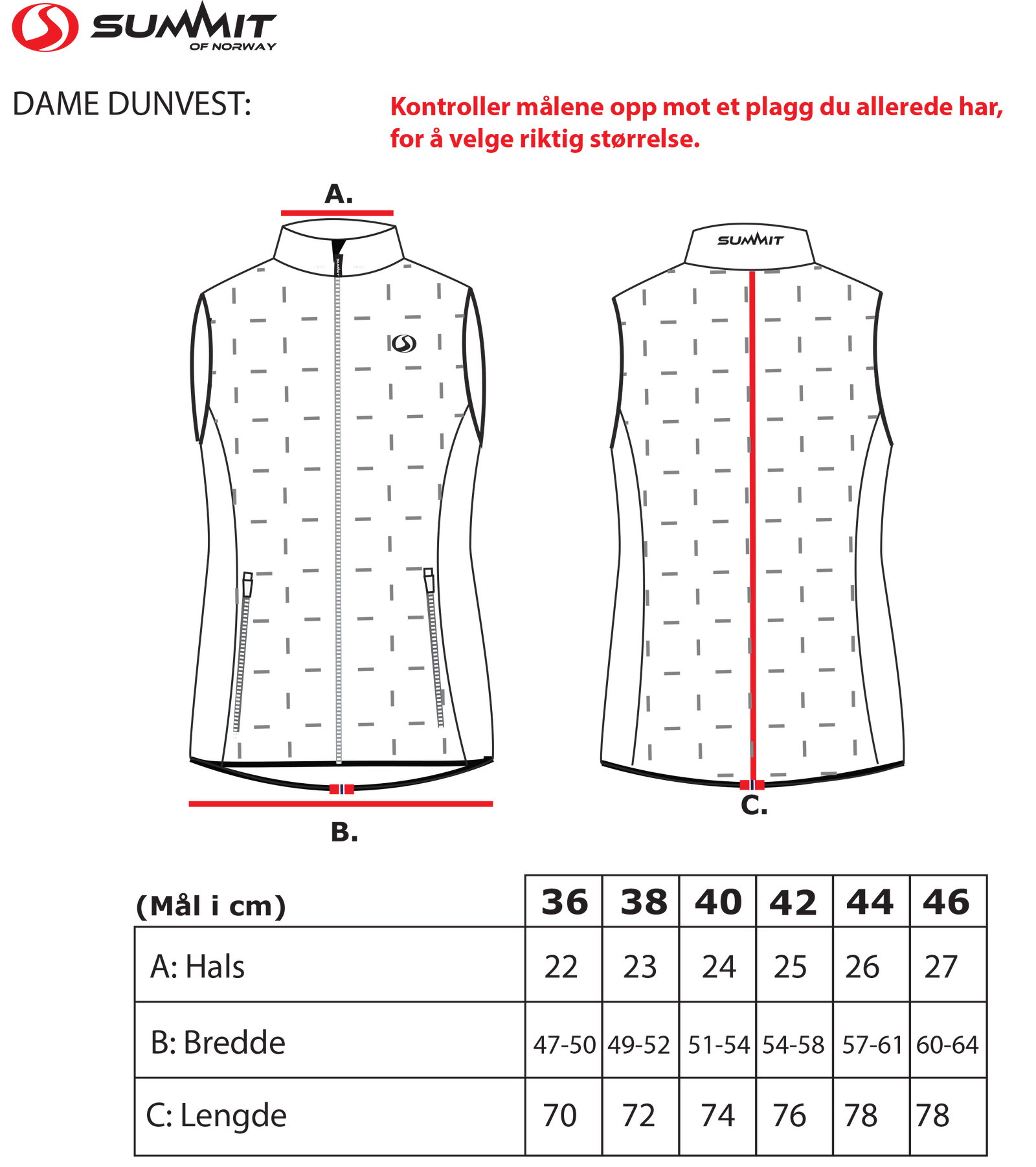 Dunvest fra Summit of Norway - Dame - Supersalg!!! - Fritidsshoppen.no