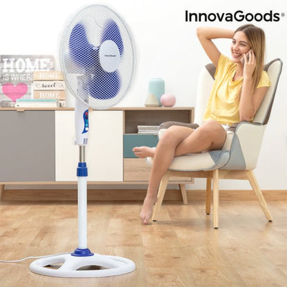 InnovaGoods Ø 40 cm 50W hvit blå gulvvifte - Fritidsshoppen.no