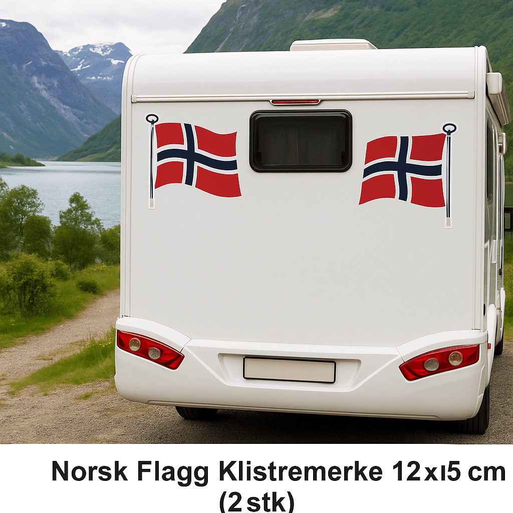 Norsk flagg klistremerke 12x15 cm – 2 stk høyre og venstre”
