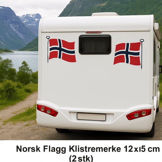 Norsk flagg klistremerke 12x15 cm – 2 stk høyre og venstre”