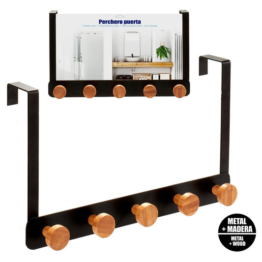 Knaggrekke over døren - sort og bambus - Fritidsshoppen.nobaderomgarderobehk