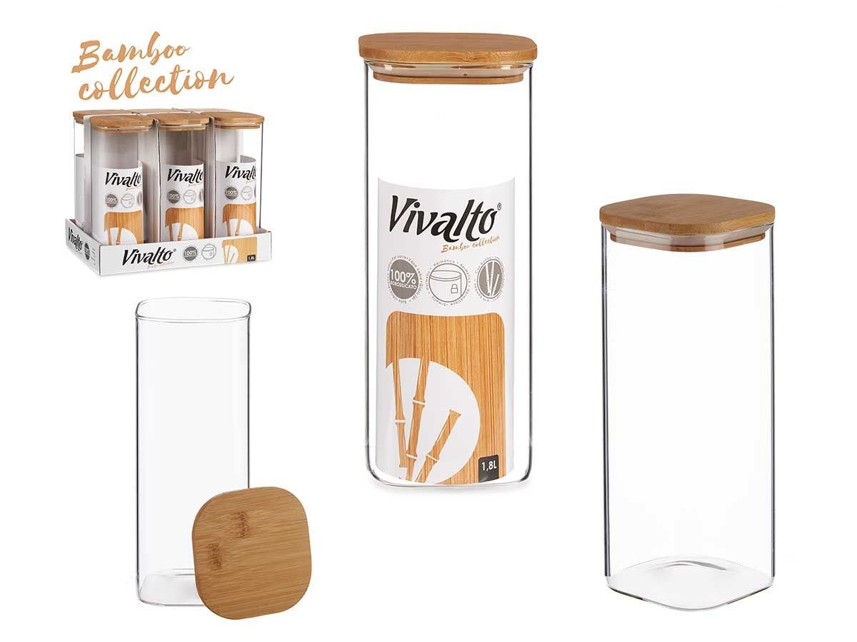 Krukke i borosilikat med bambus lokk 1800 ml - Fritidsshoppen.noglasskrukkekjoppkjøkken