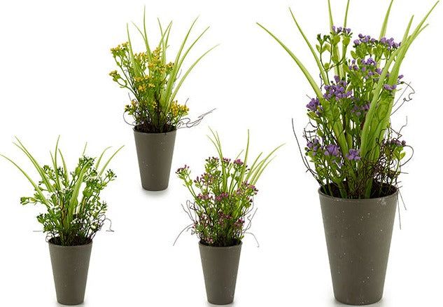 Kunstig blomstermix i grå potte - 4 varianter - Fritidsshoppen.noDekorInteriørkunstig plante